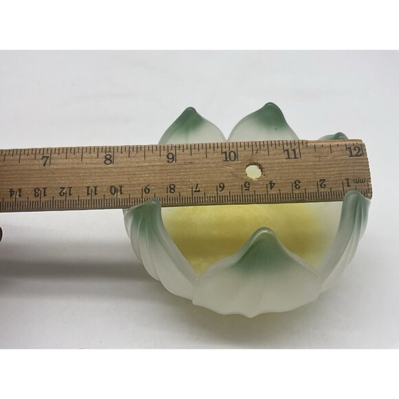 Westmoreland Vintage Lotus Bowl & Underplate White Frosted Glass with Green Tips - Picture 12 of 14